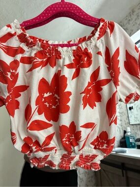 Carter's White & Red Floral Short Sleeve Tee